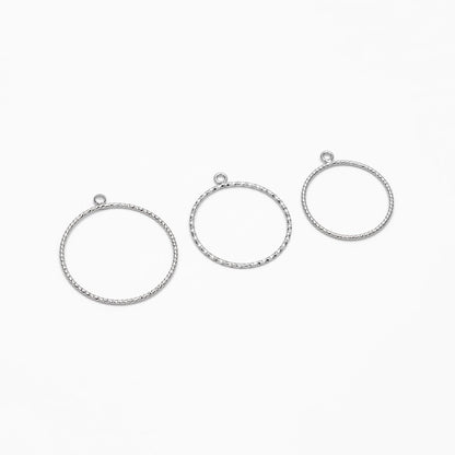 10pcs Gold/ Silver Tone Round Circle Pendants 20/ 22/ 25mm, Gold/ Rhodium plated Brass Ring Charms, Geometric Loop Pendants (GB-211)