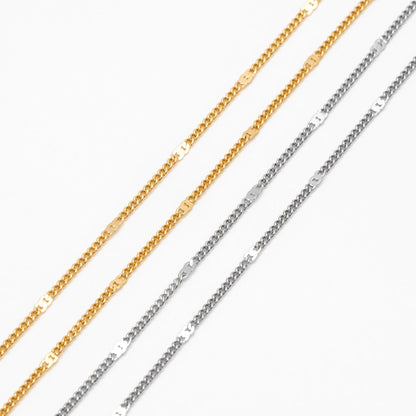 Dainty Gold/ Rhodium plated Brass Curb Chains, 1.3mm Delicate Thin Chains with 1.8mm Flat Links (#LK-128)/ 1 Meter=3.3 ft