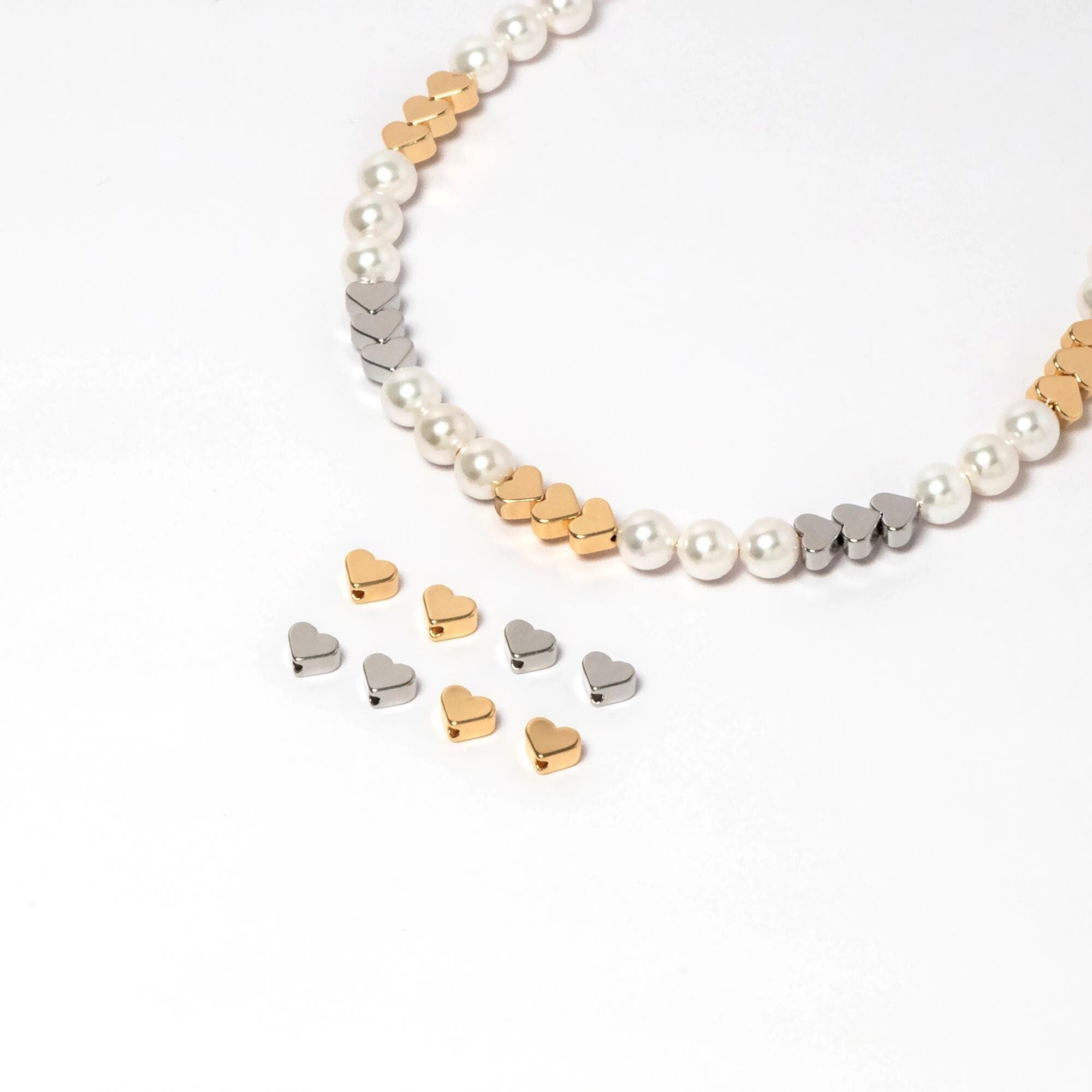 10pcs Gold/ Rhodium plated Brass Heart Beads 5.8mm (GB-910)