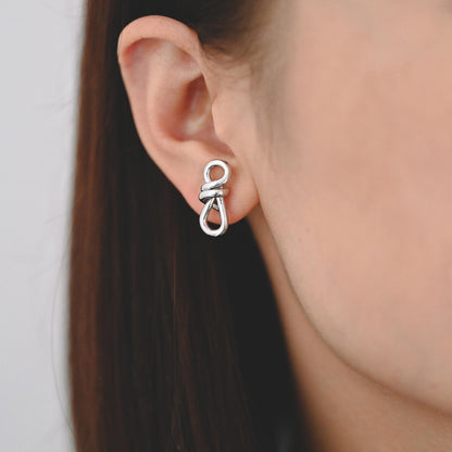 4pcs Gold/ Silver Tone Knot Earrings, 18K Real Gold/ Rhodium plated Brass, Minimalist Stud Earrings (GB-4495)