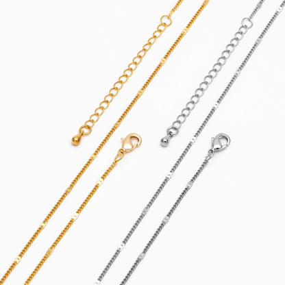 Dainty Gold/ Silver Curb Chains 1.3mm, Finished Bracelet/ Anklet/ Necklace with Adjustable Extender, Ready to Wear (#LK-128)