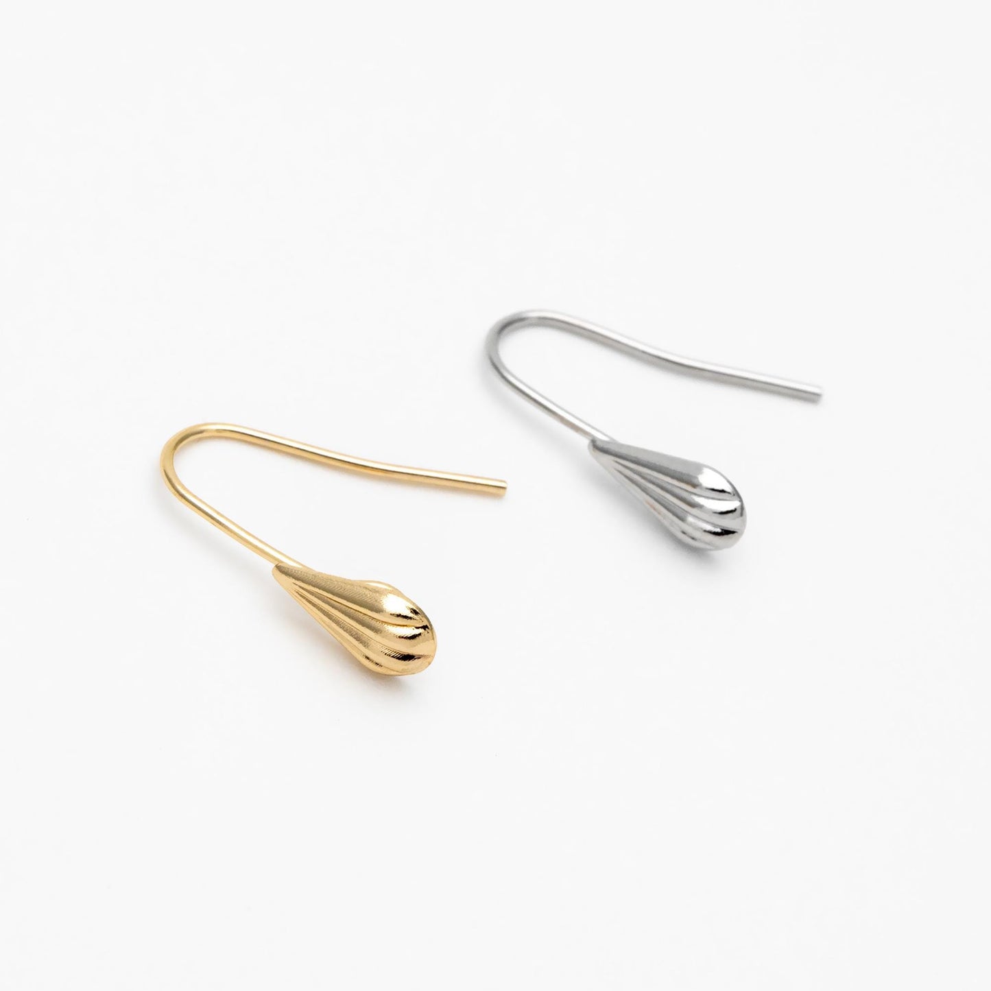 10pcs Gold/ Rhodium plated Brass Shell Earring Hook with Loop, Simple Earwires Earring Components (GB-2968)