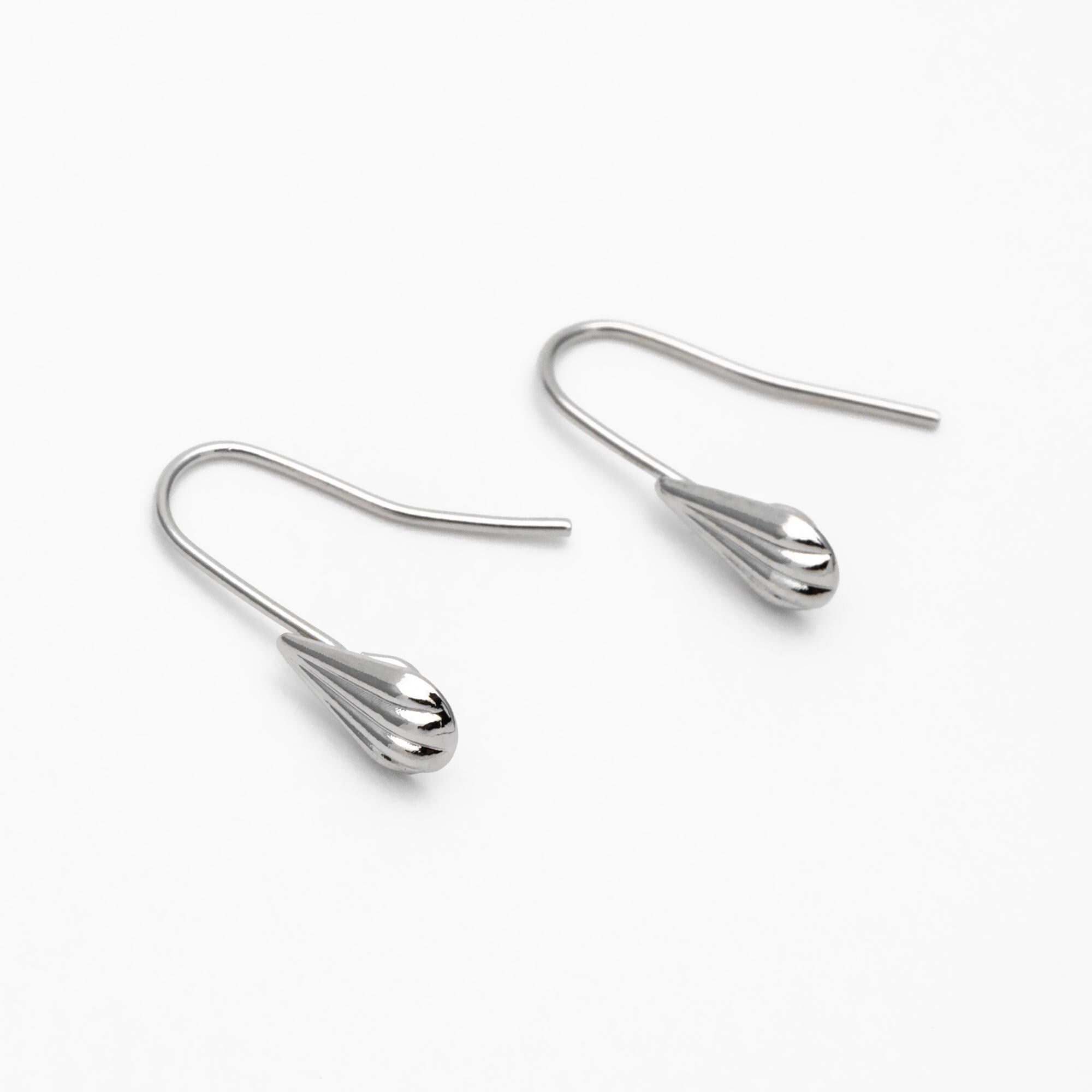 10pcs Gold/ Rhodium plated Brass Shell Earring Hook with Loop, Simple Earwires Earring Components (GB-2968)