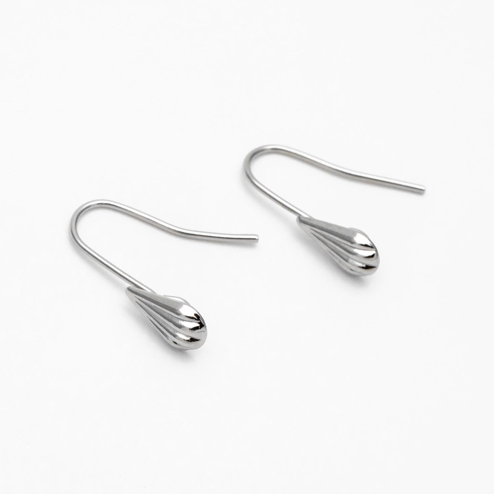 10pcs Gold/ Rhodium plated Brass Shell Earring Hook with Loop, Simple Earwires Earring Components (GB-2968)