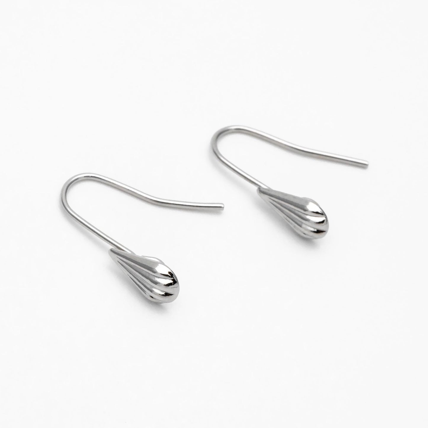 10pcs Gold/ Rhodium plated Brass Shell Earring Hook with Loop, Simple Earwires Earring Components (GB-2968)