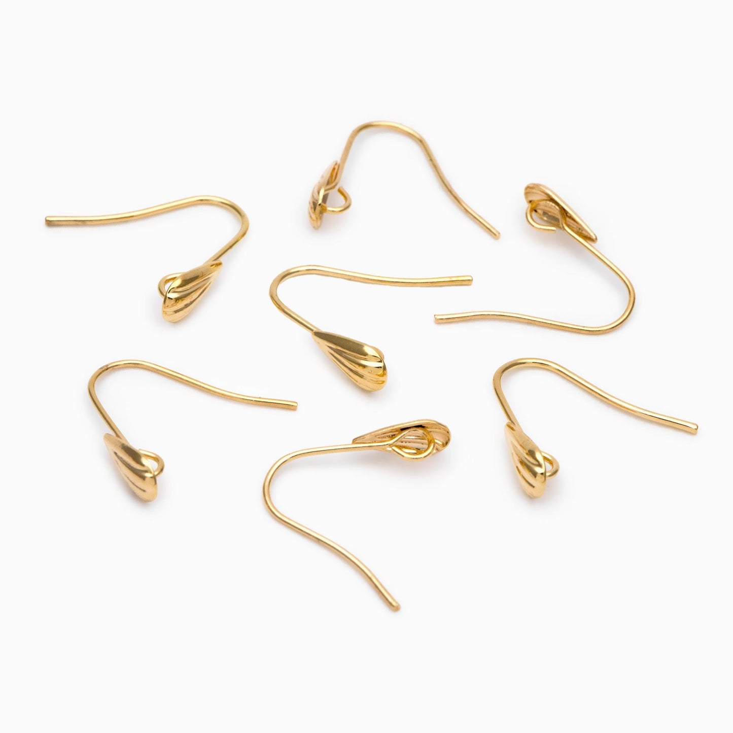 10pcs Gold/ Rhodium plated Brass Shell Earring Hook with Loop, Simple Earwires Earring Components (GB-2968)
