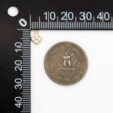 10pcs Gold Four Leaf Clover Charms 8x6mm, 18K Real Gold plated Brass, Clover Earring Pendants (GB-1762-E)