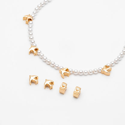 10pcs Gold Swallow Beads, Real Gold plated Brass Bird Beads, Jewelry Making Supplies Wholesale (GB-3610)