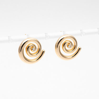 4pcs CZ Pave Gold/ Silver Tone Vortex Earrings, 18K Real Gold/ Rhodium plated Brass, Minimalist Stud Earrings (GB-4637)