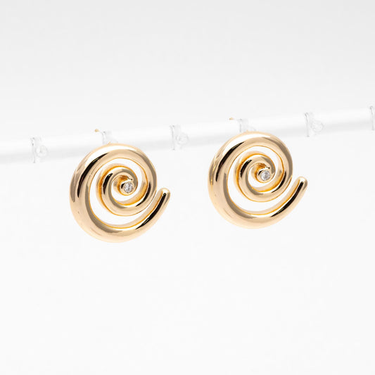 4pcs CZ Pave Gold/ Silver Tone Vortex Earrings, 18K Real Gold/ Rhodium plated Brass, Minimalist Stud Earrings (GB-4637)