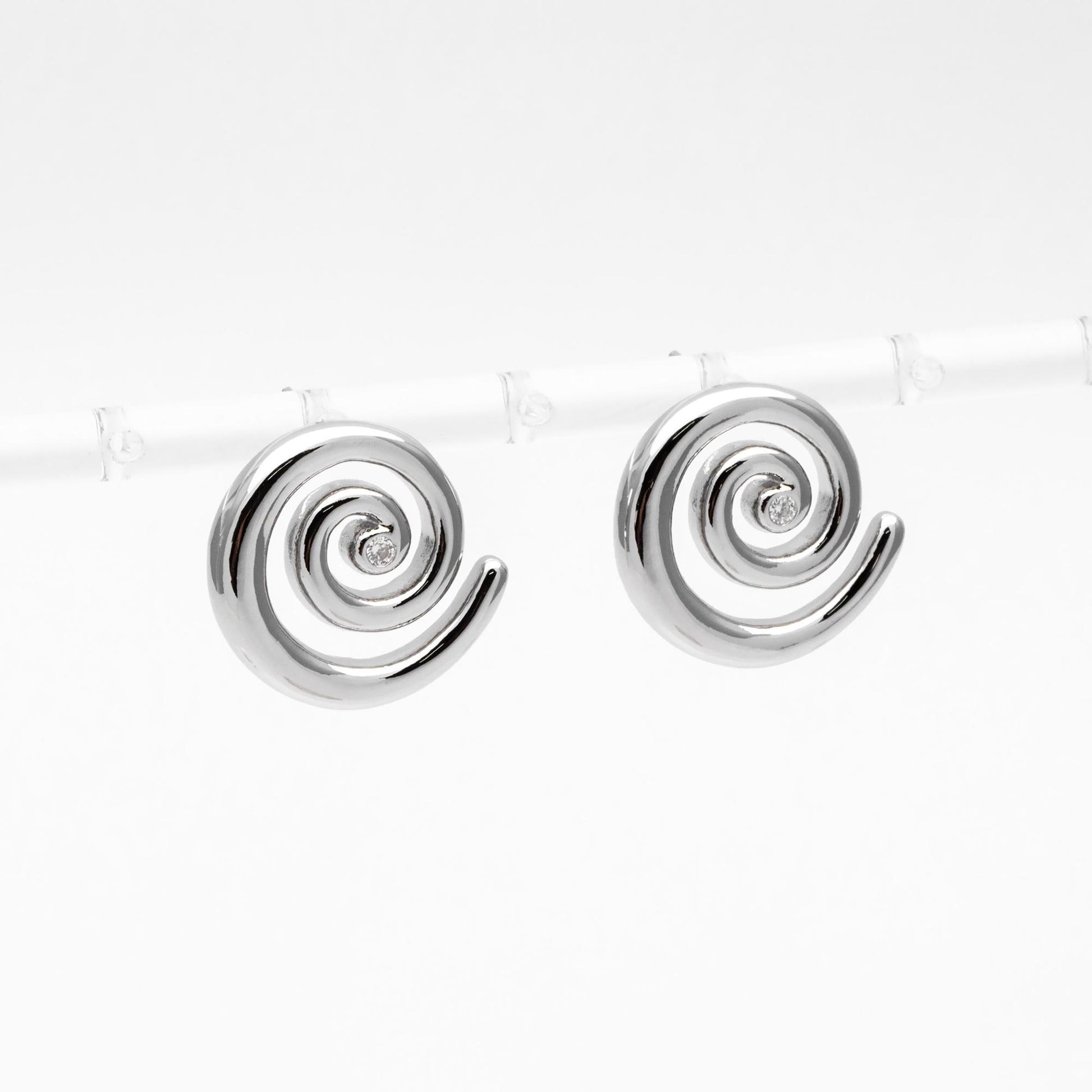 4pcs CZ Pave Gold/ Silver Tone Vortex Earrings, 18K Real Gold/ Rhodium plated Brass, Minimalist Stud Earrings (GB-4637)