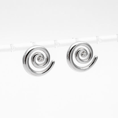 4pcs CZ Pave Gold/ Silver Tone Vortex Earrings, 18K Real Gold/ Rhodium plated Brass, Minimalist Stud Earrings (GB-4637)