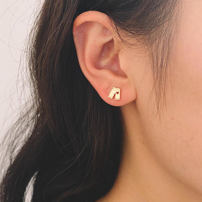 10pcs Gold Heart T-shirt/ Trousers Earrings, Gold Plated Brass Minimalist Stud Earrings (GB-3287)