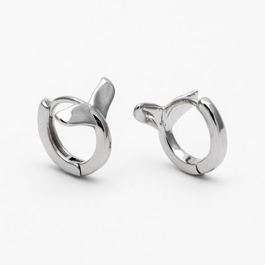 4pcs Gold/ Silver Whale Tail Hoop Earrings, Dainty Huggie Earrings, Minimalist Hoops, Huggies (GB-4340)