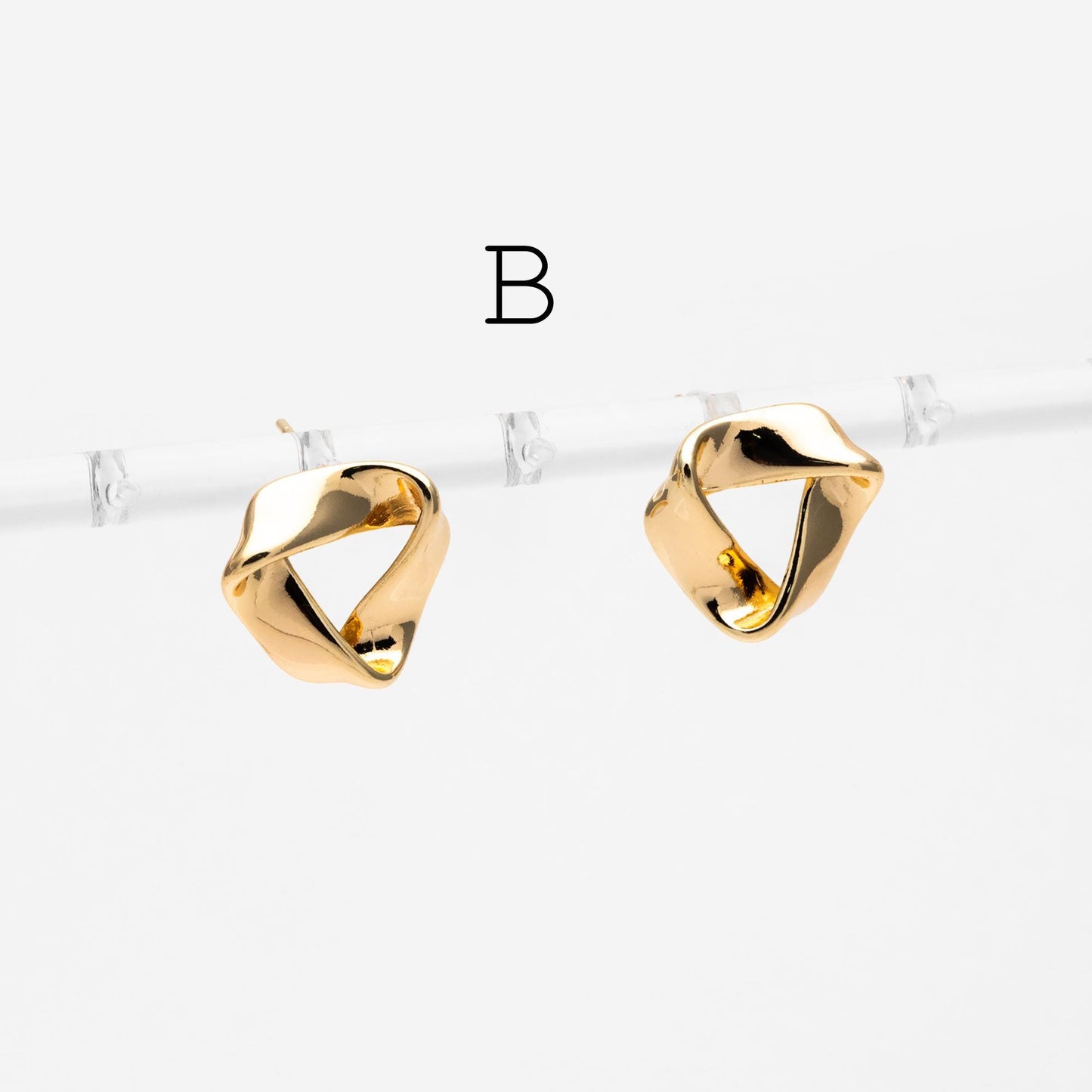4pcs Gold Triangle Minimalist Earrings, Real Gold Plated Brass Geometric Earring Studs (GB-2208)