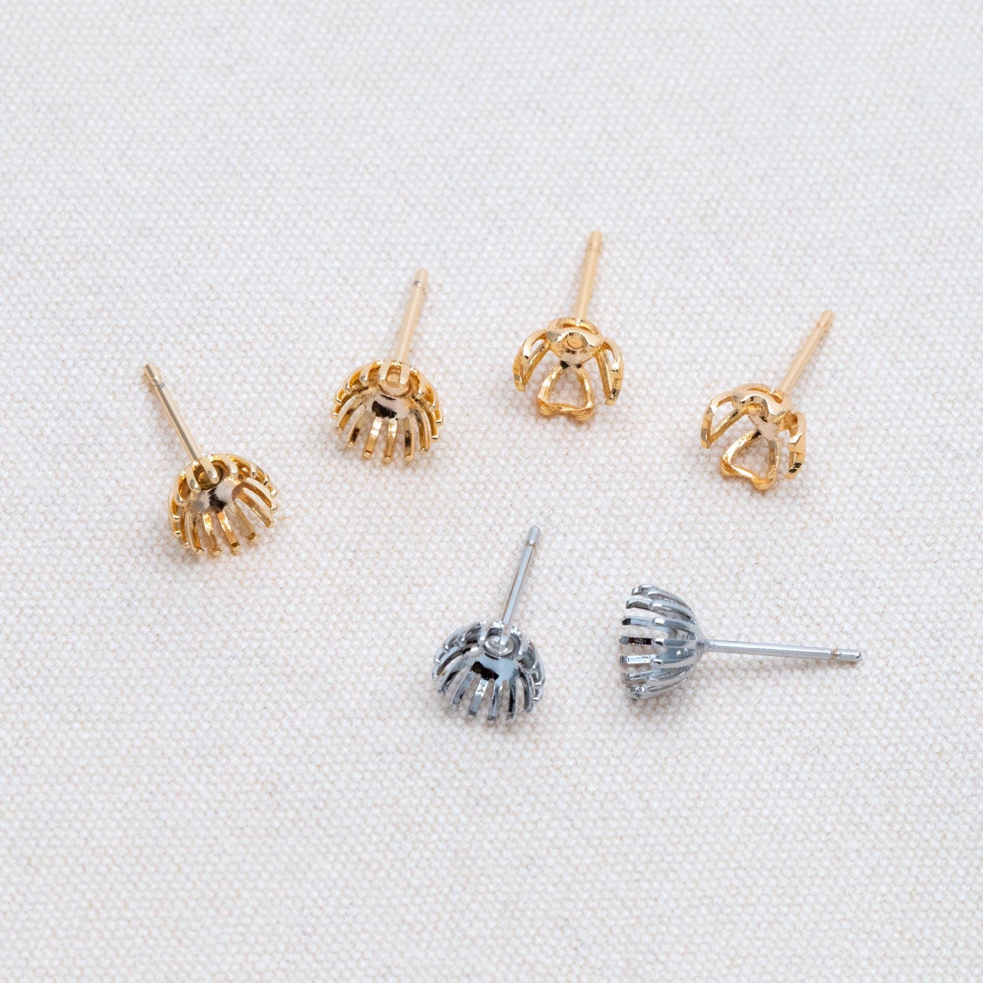 10pcs Gold/ Silver Tone Earring Post Studs with 5.5mm Pad (GB-267)