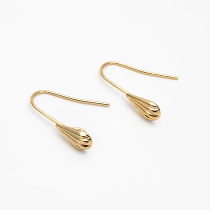 10pcs Gold/ Rhodium plated Brass Shell Earring Hook with Loop, Simple Earwires Earring Components (GB-2968)