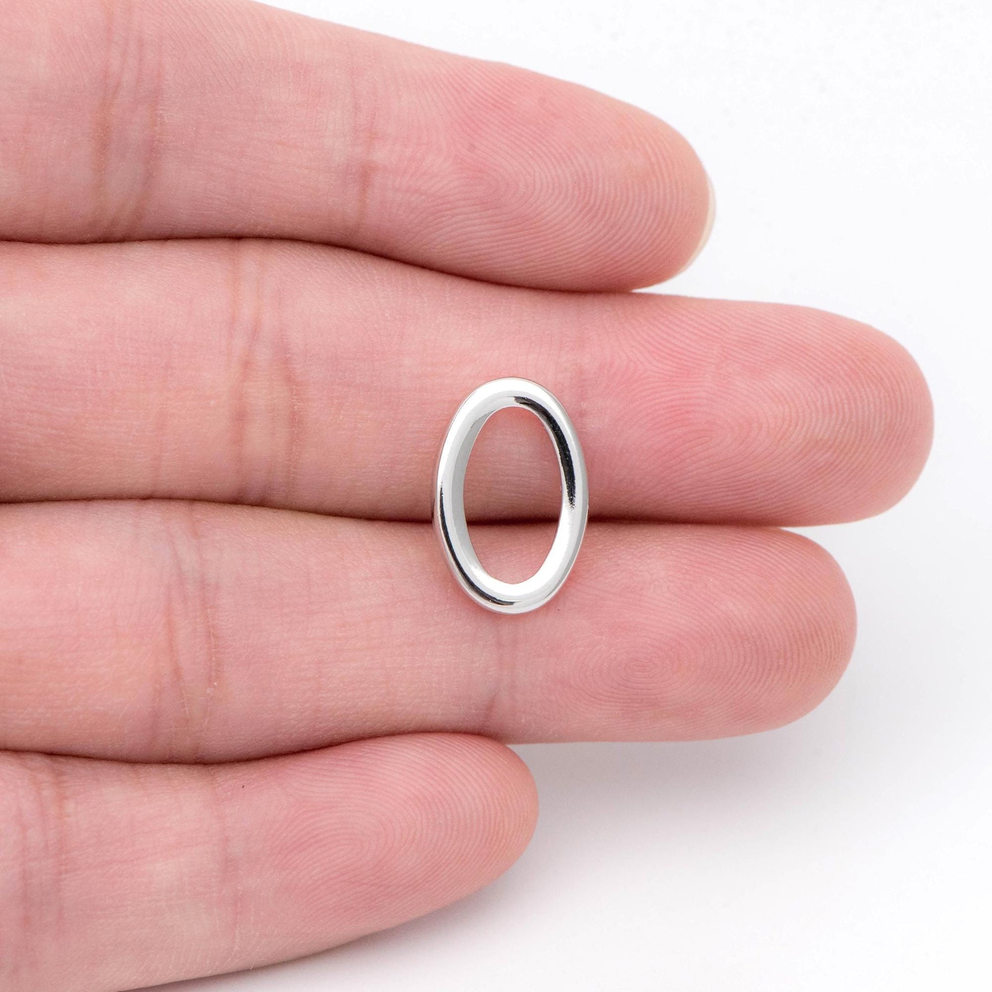 10pcs Gold/ Silver Oval Link Charms 15x10mm, Gold/ Rhodium plated Stainless Steel, Geometric Thick Hoop Connector Pendants (GB-752)