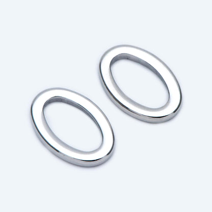 10pcs Gold/ Silver Oval Link Charms 15x10mm, Gold/ Rhodium plated Stainless Steel, Geometric Thick Hoop Connector Pendants (GB-752)