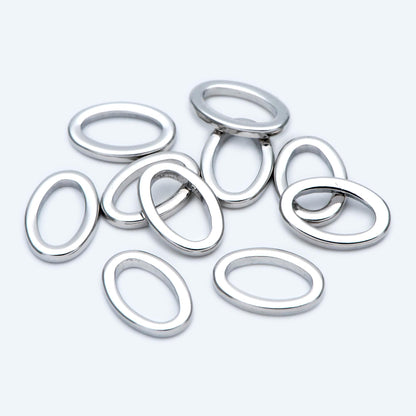 10pcs Gold/ Silver Oval Link Charms 15x10mm, Gold/ Rhodium plated Stainless Steel, Geometric Thick Hoop Connector Pendants (GB-752)