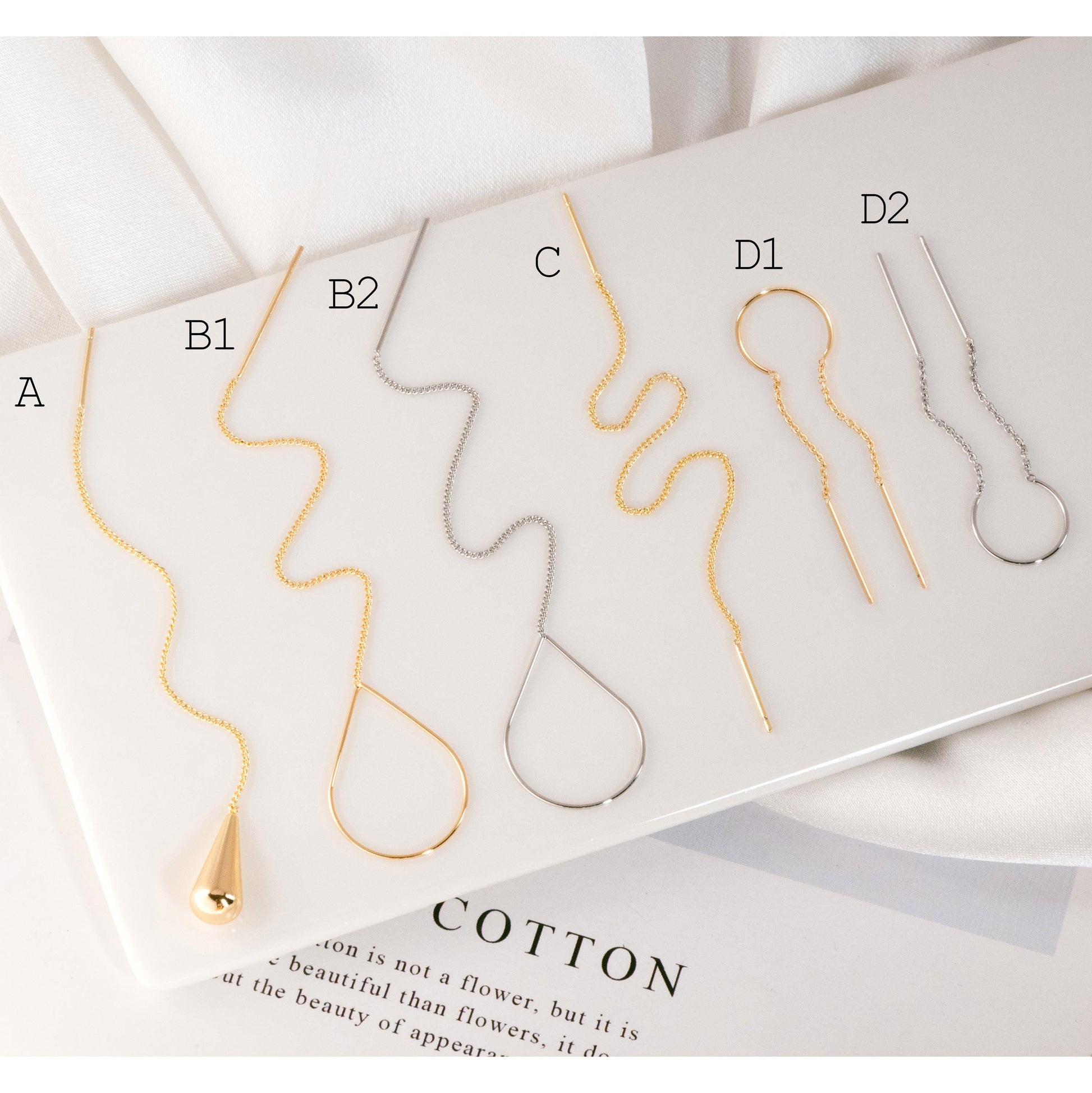 10pcs Gold/ Silver Ear Threader Earrings, Minimalist Style (GB-1735)