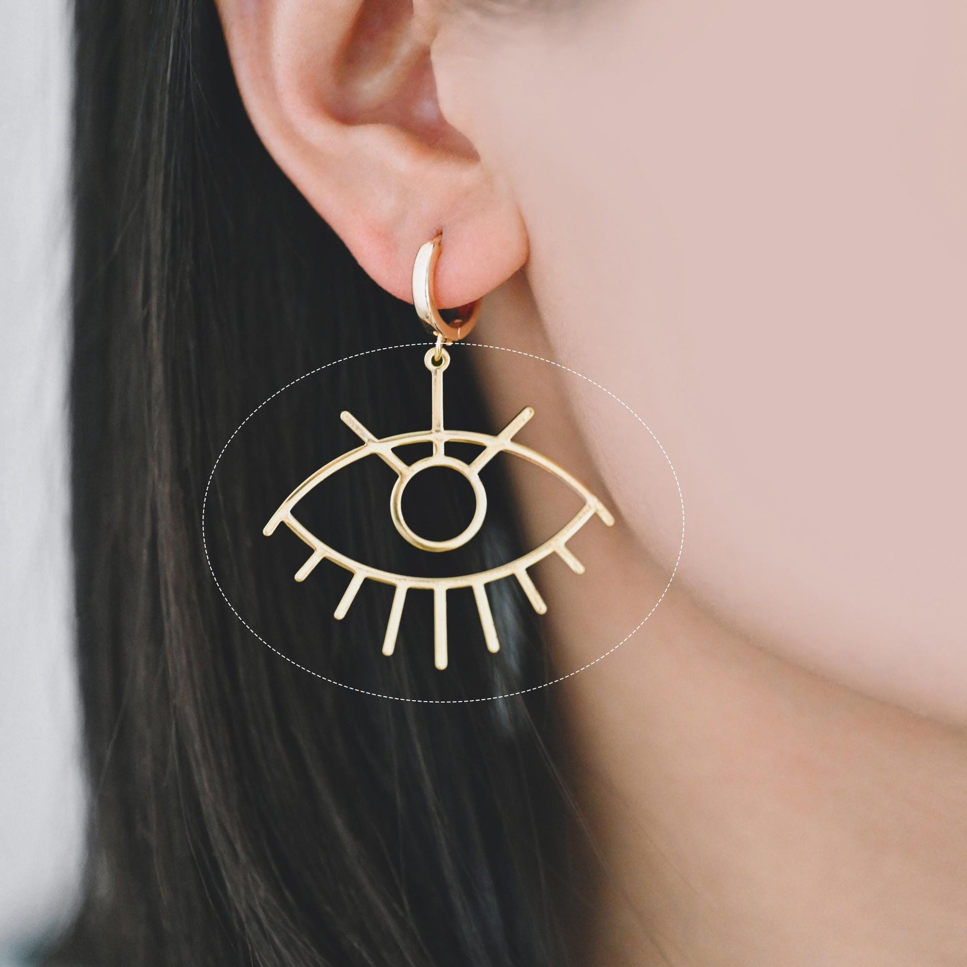 4pcs Gold Evil Eye Charm, 18K Gold plated Brass Eye Pendants (GB-1435)