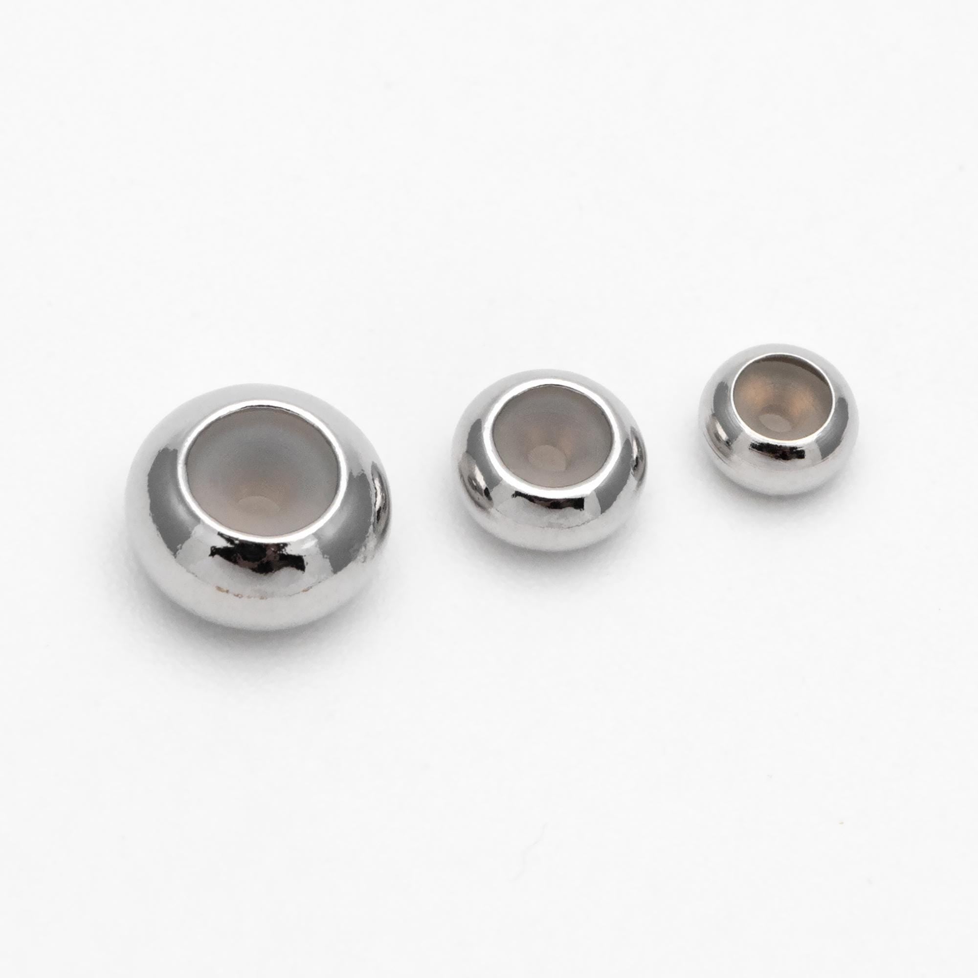10pcs Gold/ Silver Tone Rondelle Rubber Stopper Beads 4/ 4.5/ 5.5/ 7.5mm, Gold/ Rhodium plated Brass Charm Holder Connector (GB-328)