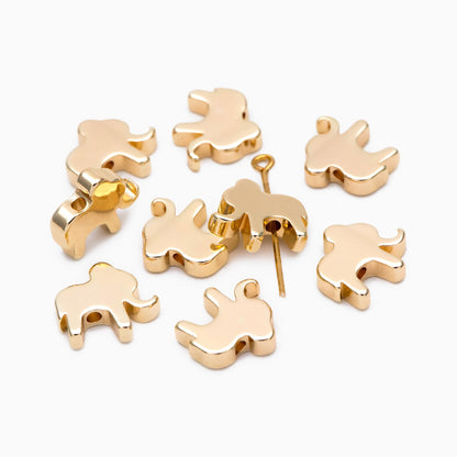 10pcs Gold Elephant Spacer Beads 11x12mm, Jewelry Making, Diy Material, Jewelry Supplies (GB-2153)