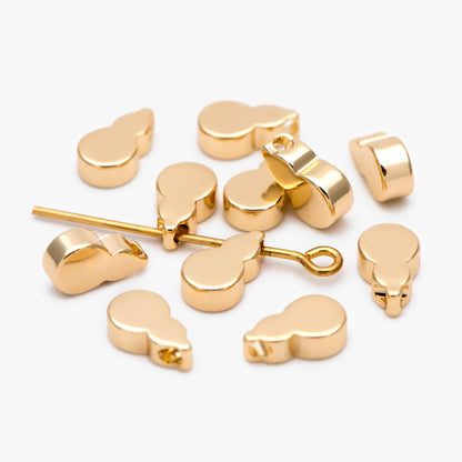 20pcs Gold Gourd Spacer Beads 8x5mm, Mini Gourd Charm Pendants (GB-2476)