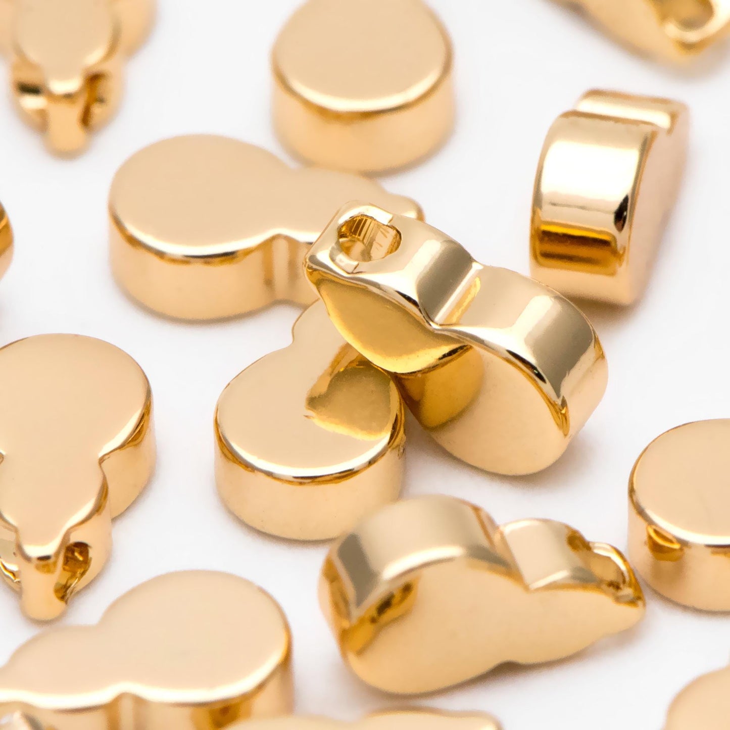 20pcs Gold Gourd Spacer Beads 8x5mm, Mini Gourd Charm Pendants (GB-2476)