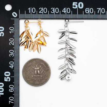 4pcs Gold/ Silver Tone Leaf Chain Earrings, Front Back Earrings, Tassel Ear Jacket (GB-4634)
