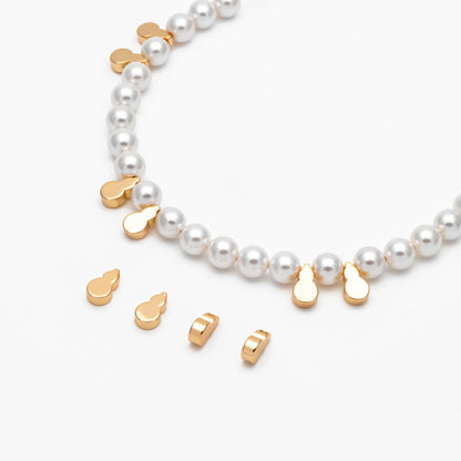 20pcs Gold Gourd Spacer Beads 8x5mm, Mini Gourd Charm Pendants (GB-2476)