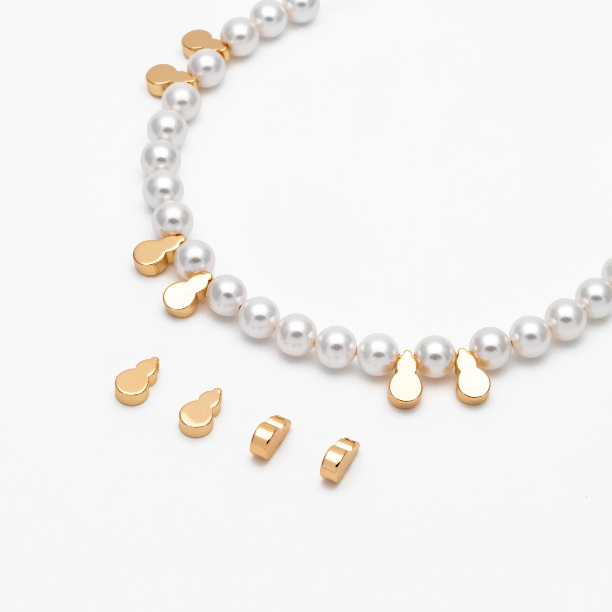 20pcs Gold Gourd Spacer Beads 8x5mm, Mini Gourd Charm Pendants (GB-2476)