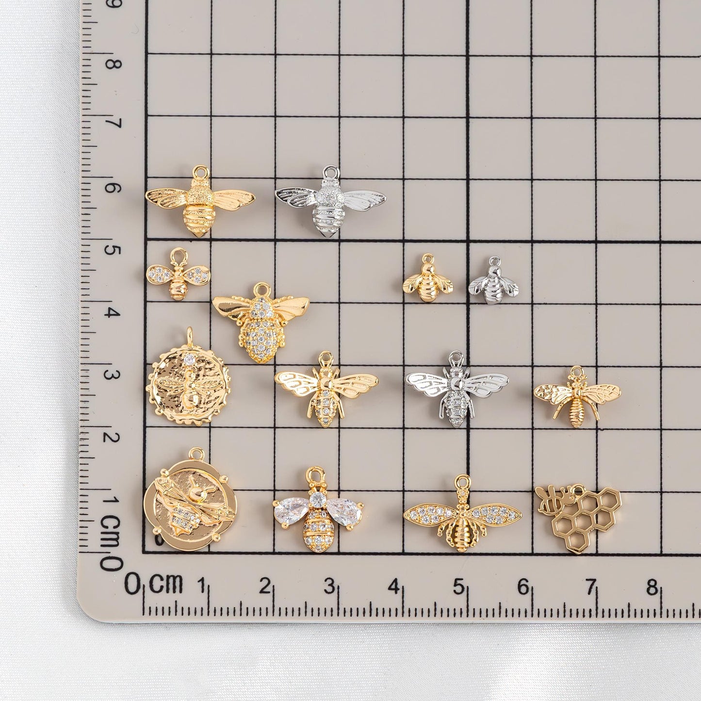 10pcs Gold/ Silver Bee Charm Jewelry Making, Insect Theme Supplies (GB-3093)