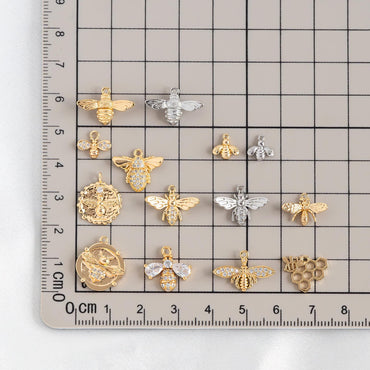 10pcs Gold/ Silver Bee Charm Jewelry Making, Insect Theme Supplies (GB-3093)