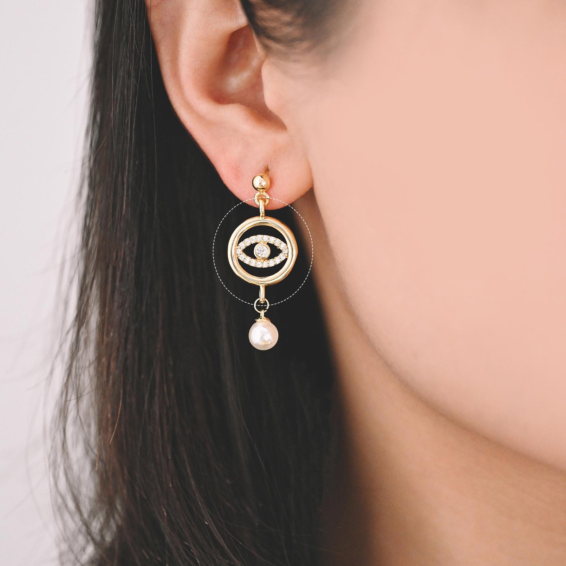 10pcs Gold Evil Eye Connectors, Evil Eye Pendant, Evil Eye Charms, Earring Finding (GB-1999)