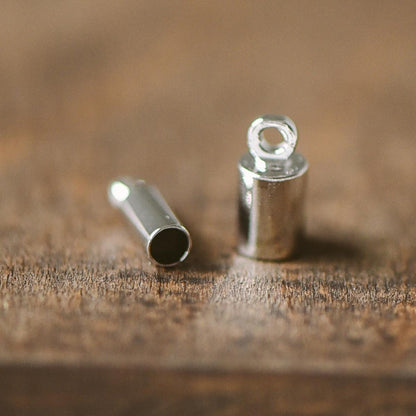 20pcs Gold/ Silver Tone Barrel Cord End Caps, 1.5/ 2/ 3/ 4.5/ 6/ 8mm Multi Size, Glue on End Caps for Leather Tassel Chain (GB-095)