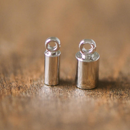 20pcs Gold/ Silver Tone Barrel Cord End Caps, 1.5/ 2/ 3/ 4.5/ 6/ 8mm Multi Size, Glue on End Caps for Leather Tassel Chain (GB-095)