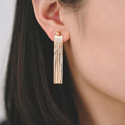 4pcs Gold/ Silver Tone Chain Long Tassels, 18K Gold/ Rhodium plated Brass Tassel, Earring Charm Pendants (GB-945)