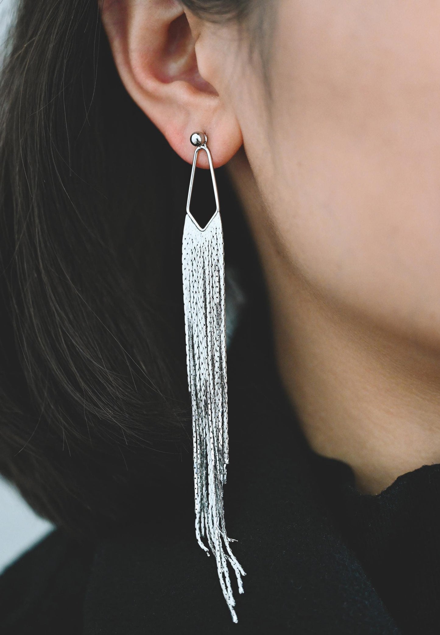 4pcs Gold/ Silver Tone Chain Long Tassels, 18K Gold/ Rhodium plated Brass Tassel, Earring Charm Pendants (GB-945)