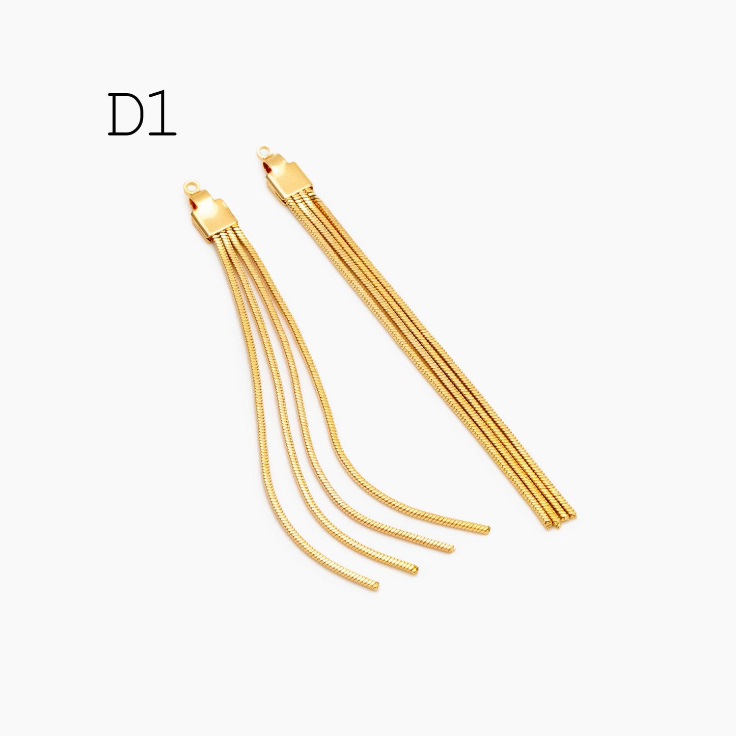 4pcs Chain Tassel Charms 65mm, Gold plated Brass, Tassel Earring Components (GB-3523-D)