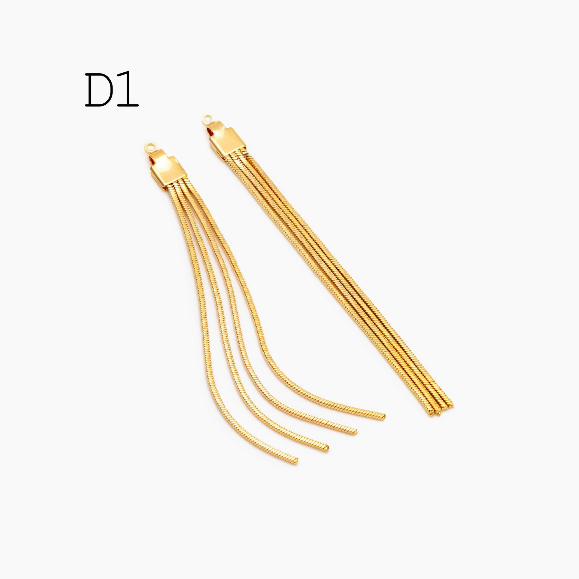 4pcs Chain Tassel Charms 65mm, Gold plated Brass, Tassel Earring Components (GB-3523-D)
