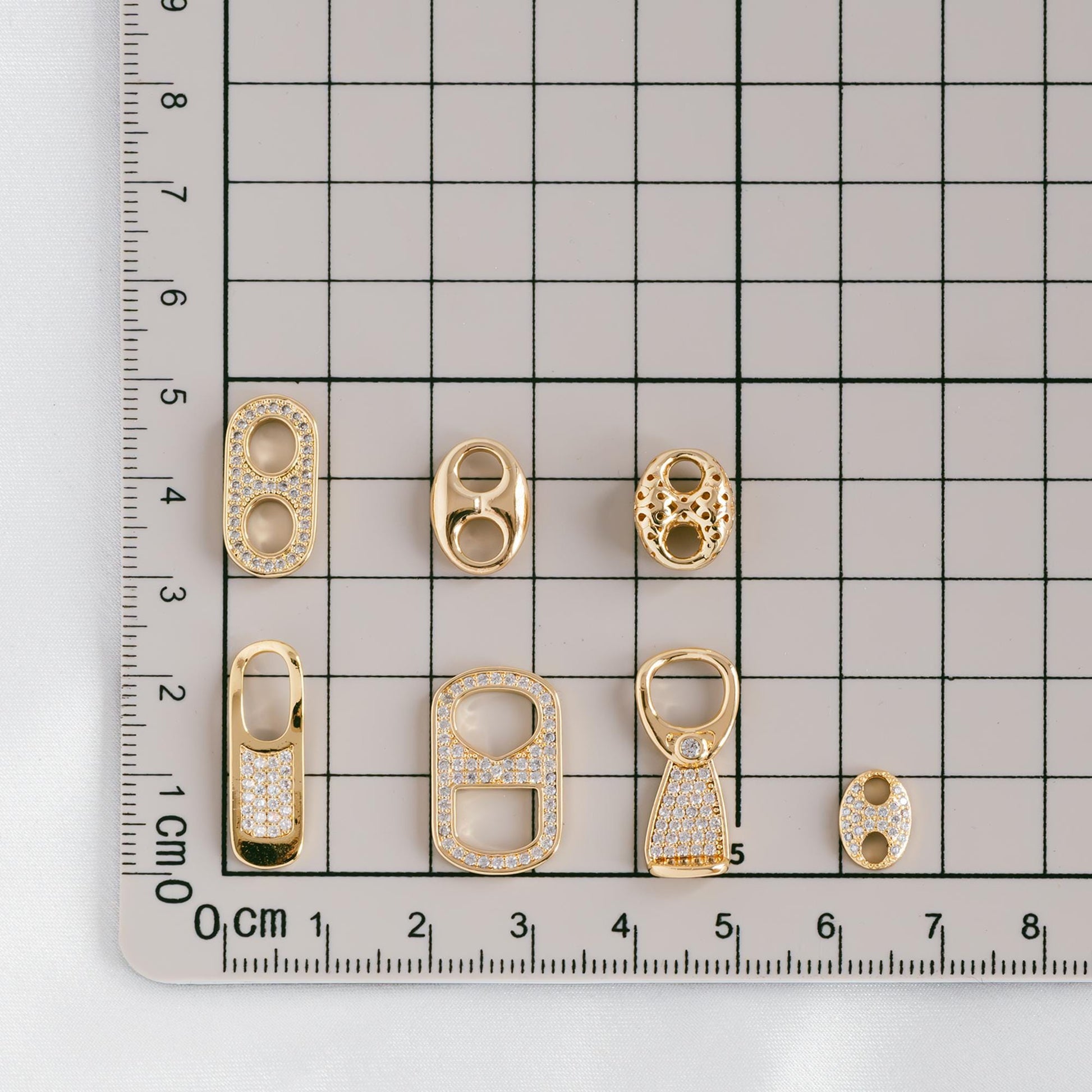 4pcs Gold Puff Mariner Link Charms, Zipper Charms, Soda Tab Charms, Earring Findings, Jewelry Supplies (GB-2132)