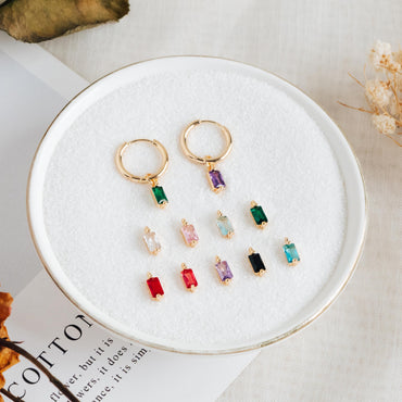 10pcs Glass Pave Gold Rectangle Charm, Earring Findings, Jewelry Making, Jewelry Supplies (GB-3126)