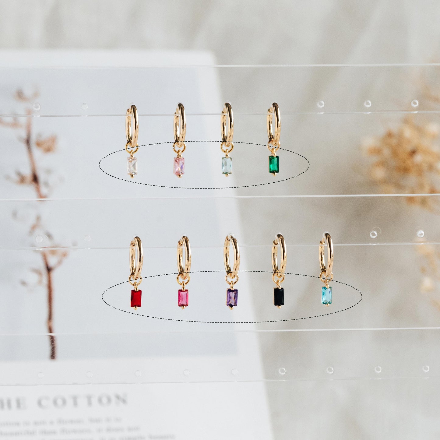 10pcs Glass Pave Gold Rectangle Charm, Earring Findings, Jewelry Making, Jewelry Supplies (GB-3126)