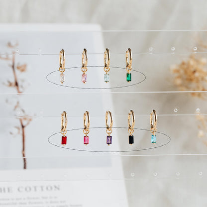 10pcs Glass Pave Gold Rectangle Charm, Earring Findings, Jewelry Making, Jewelry Supplies (GB-3126)