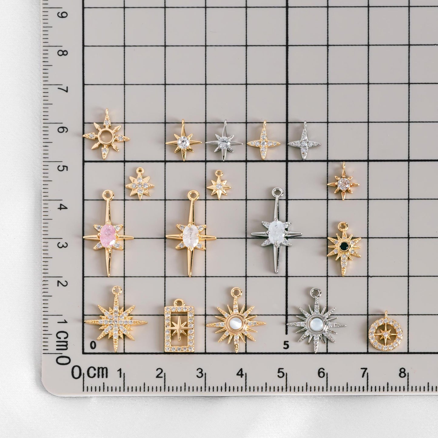 10pcs Gold/ Silver Tone North Star Charm, 18K Gold/ Rhodium plated Brass Mini Star Pendants (GB-924)
