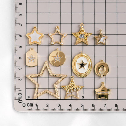 4pcs Gold Star Charm, Earring Findings, Jewelry Making, Diy Material, Jewelry Supplies (GB-2900)