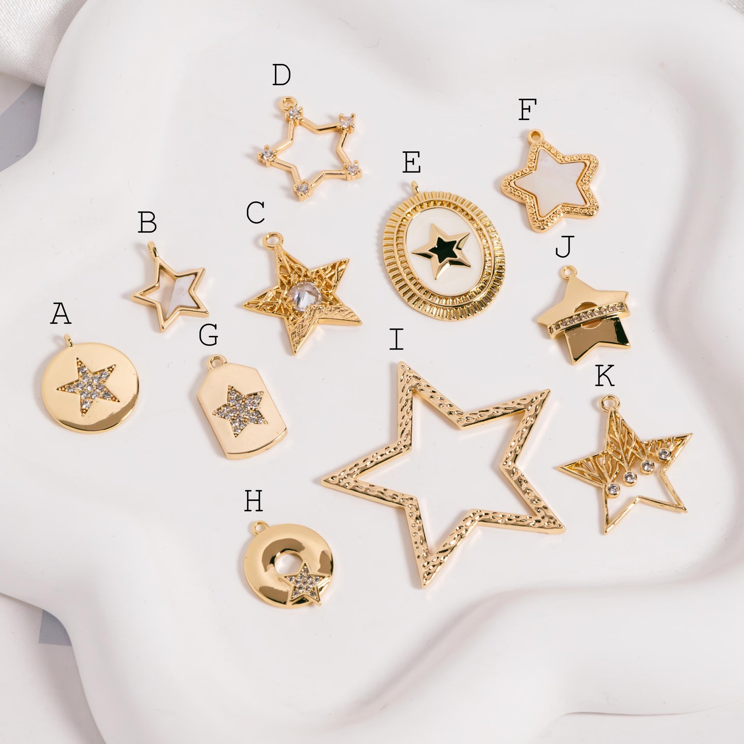 4pcs Gold Star Charm, Earring Findings, Jewelry Making, Diy Material, Jewelry Supplies (GB-2900)