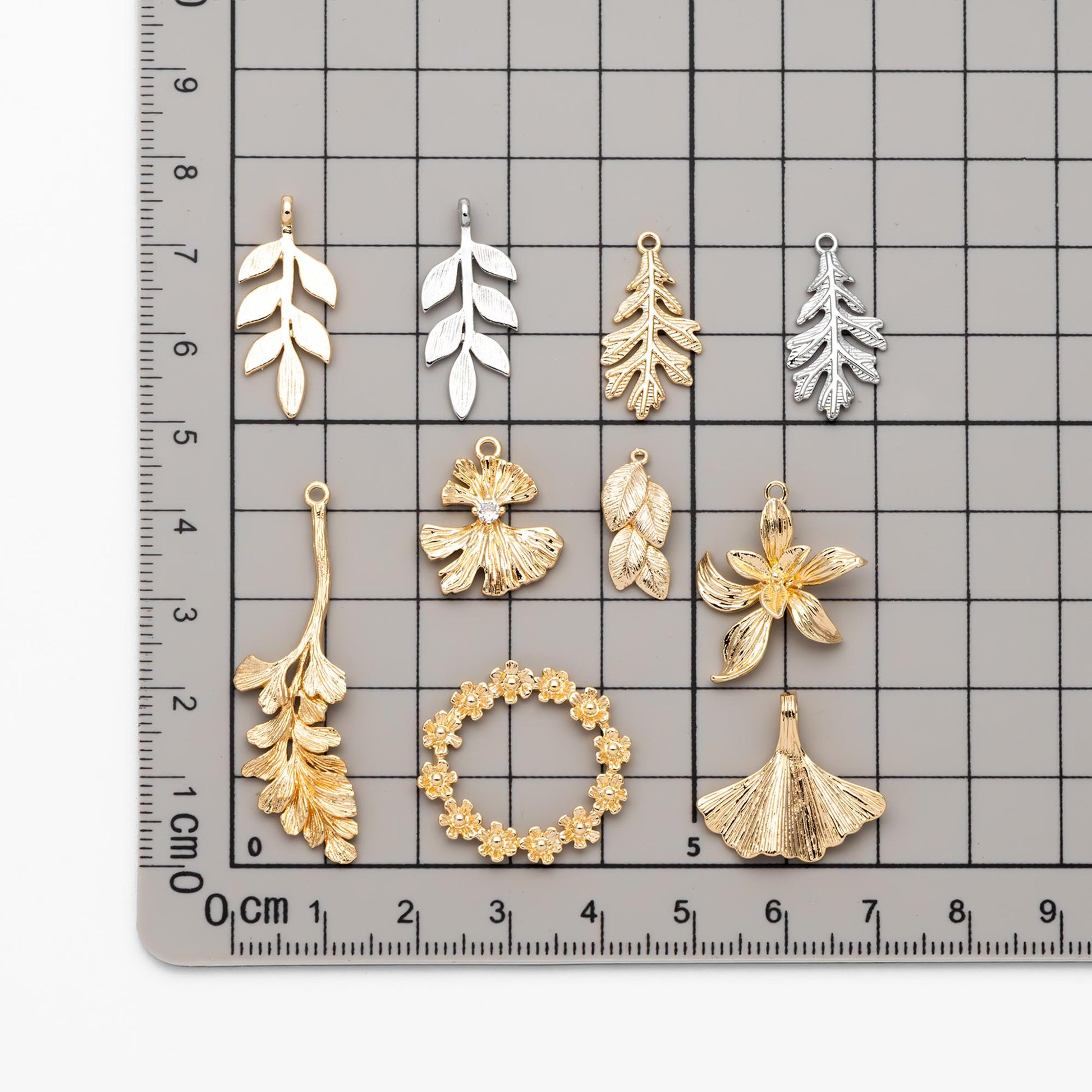 10pcs Gold/ Silver Tone Leaf Charms, Real Gold/ Rhodium plated Brass, Leaf Earring Pendants (GB-214)